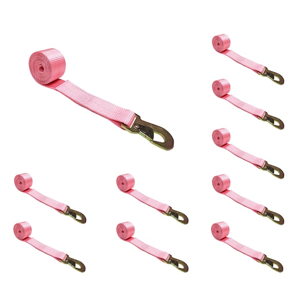 2" x 10' Wheel Lasso Lift Strap w/ Flat Snap Hook Tow Dolly , 10PK